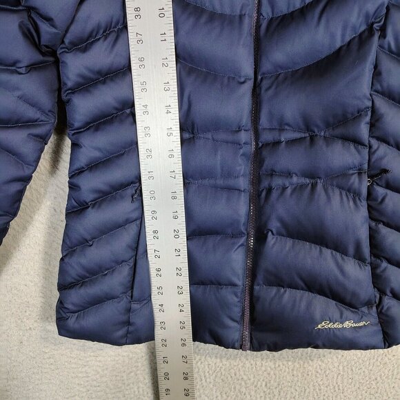 Eddie Bauer Puffer Jacket Women's Medium Blue Down EB650 Full Zip Outdoor Winter - Picture 6 of 15